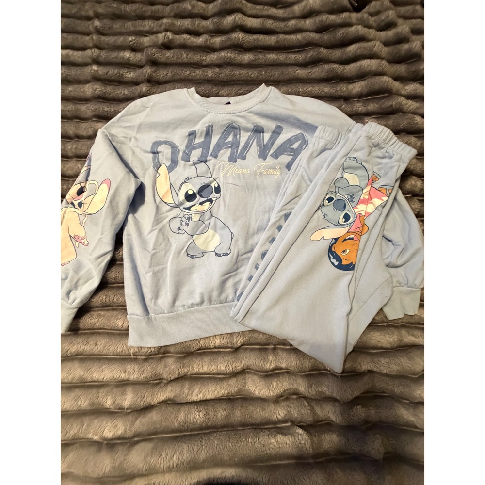 Disney Lilo & Stitch Ohana Means Family Sweatshirt and Joggers Set Light Blue